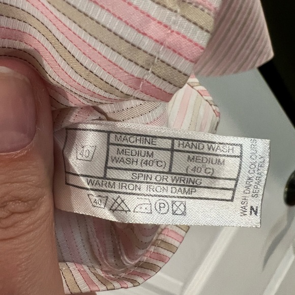 Thomas Pink Shirt Women’s 4 Button Up Pink Striped French Cuffs Collared Career - Picture 8 of 10